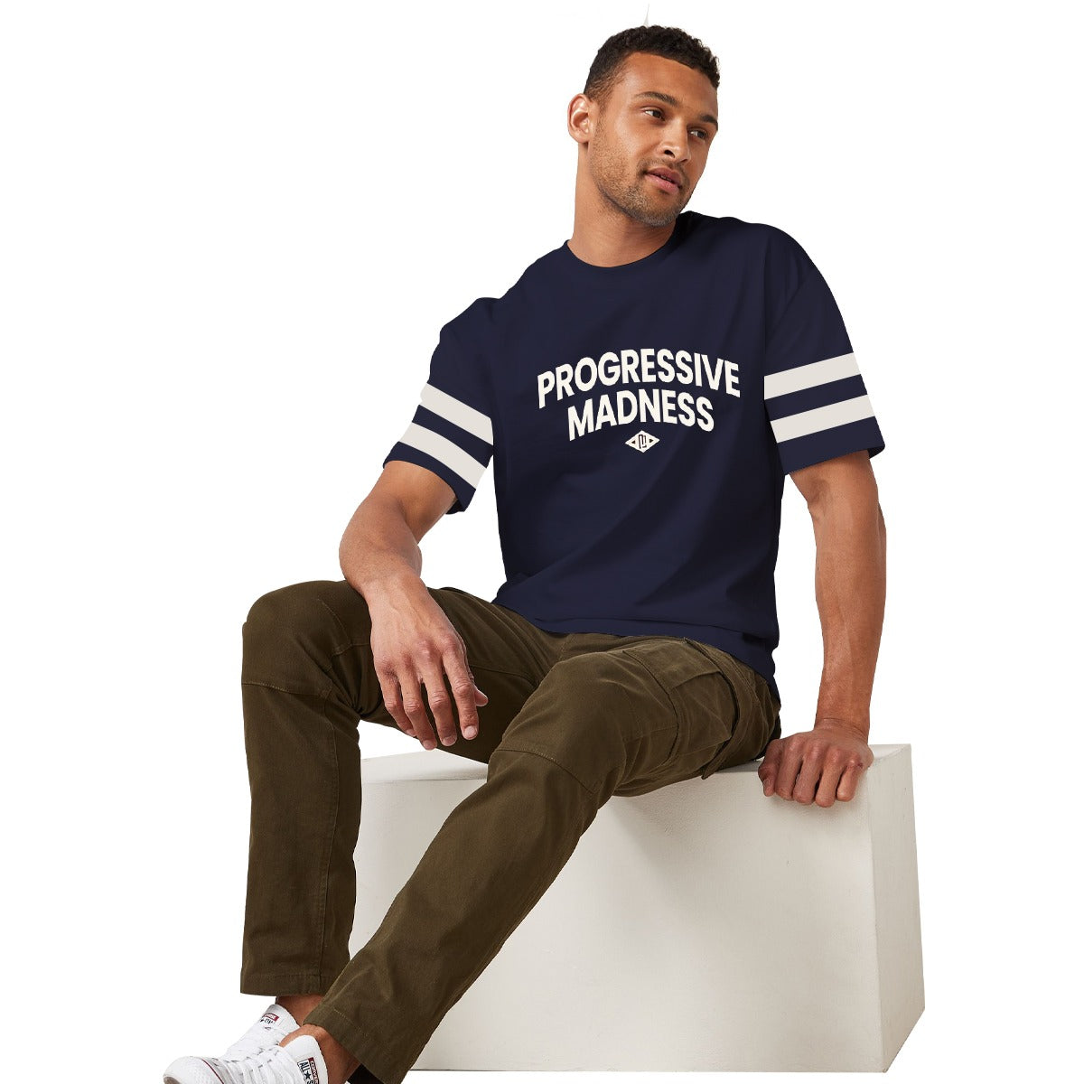 OVERSIZE DOWN SHOULDER TEE SHIRT - NAVY