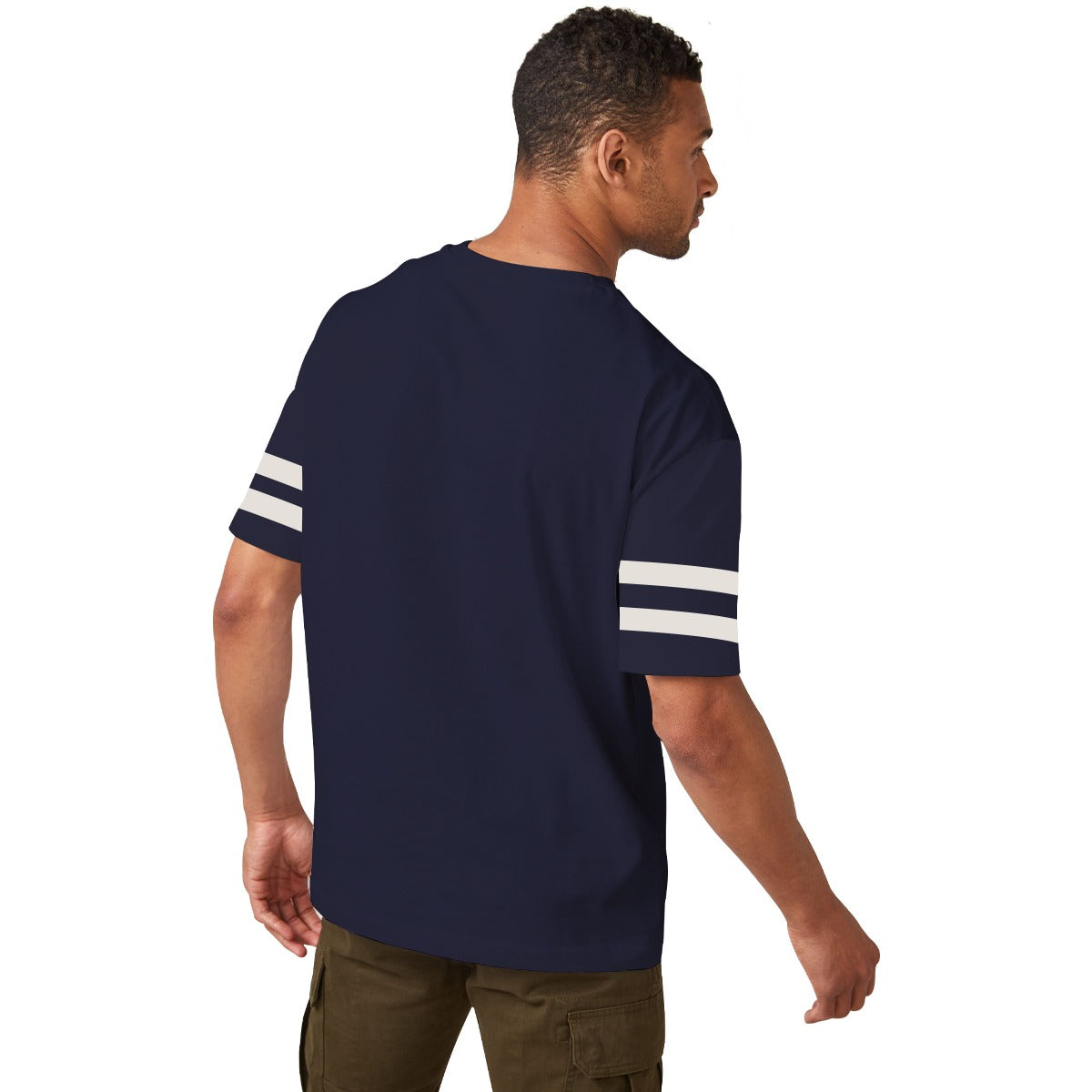 OVERSIZE DOWN SHOULDER TEE SHIRT - NAVY