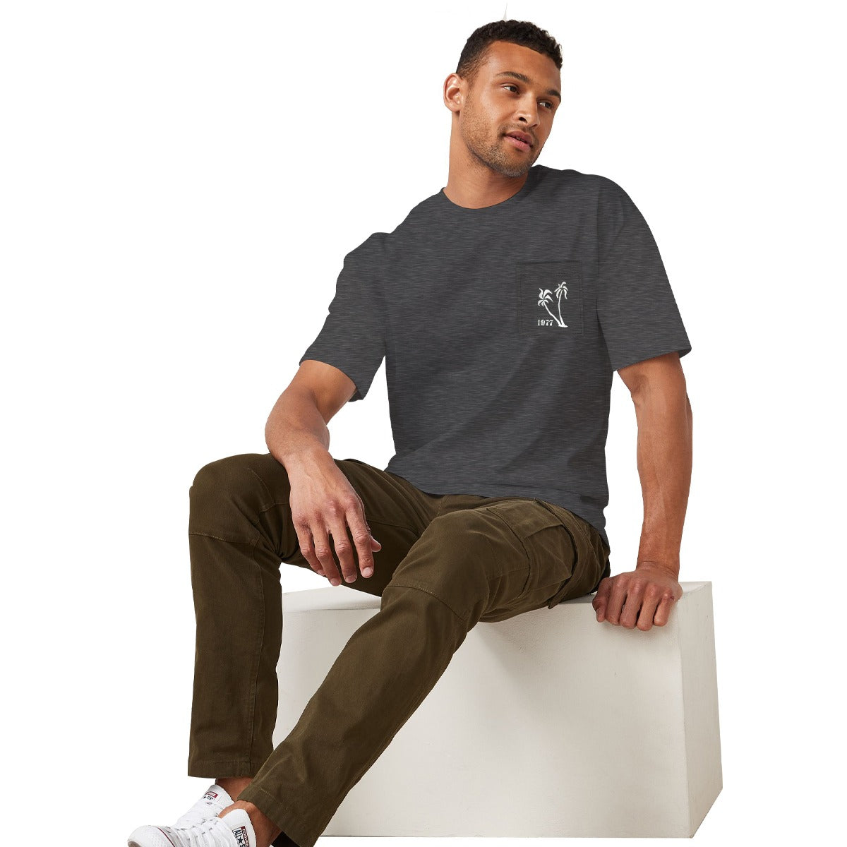 OVERSIZE DOWN SHOULDER TEE SHIRT - CHARCOAL