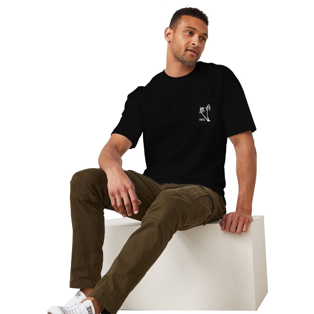 OVERSIZE DOWN SHOULDER TEE SHIRT - BLACK