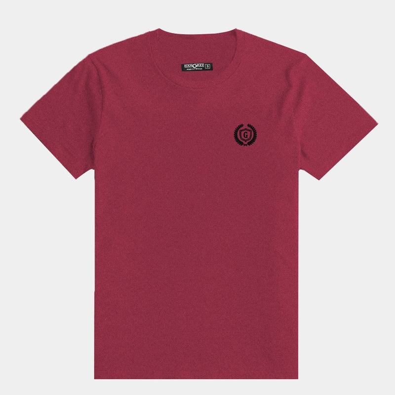 Men's Signature Emb. Round Neck Tee Shirt - Burgundy