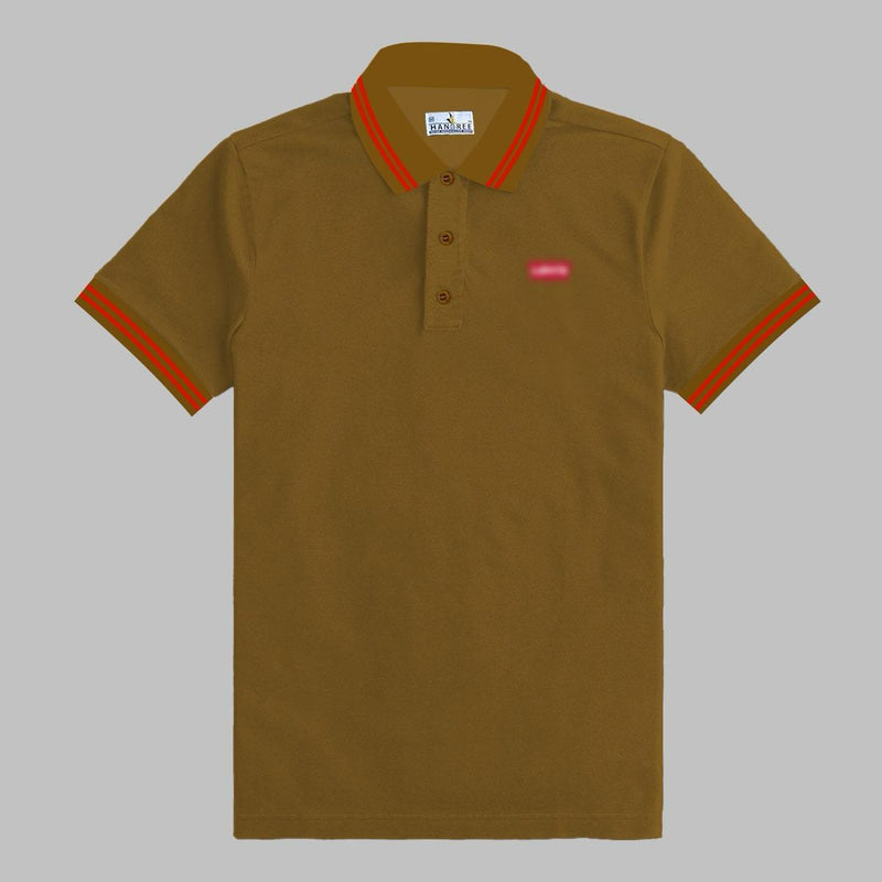 Men's Tipping Collar Classy Polo Shirt | Dark Gold