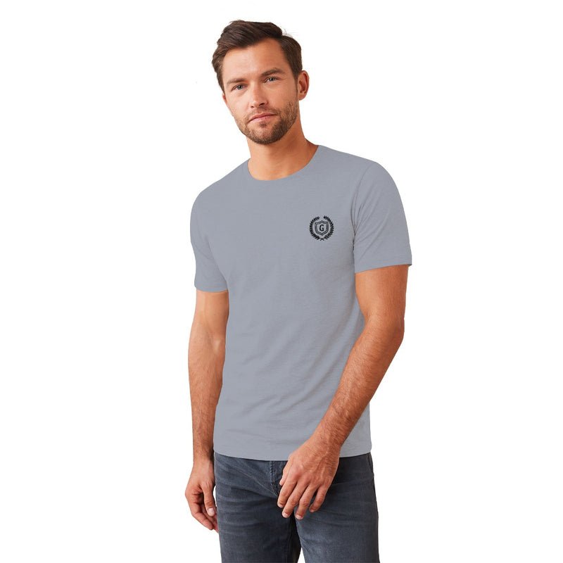 Men's Signature Emb. Round Neck Tee Shirt - Sky Gray