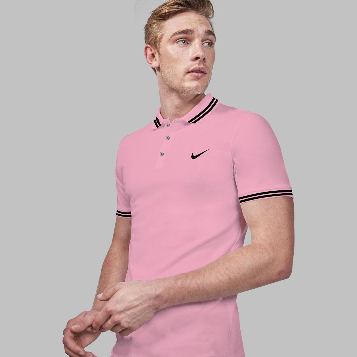 Branded Mens Solid Polo Shirt | Baby Pink