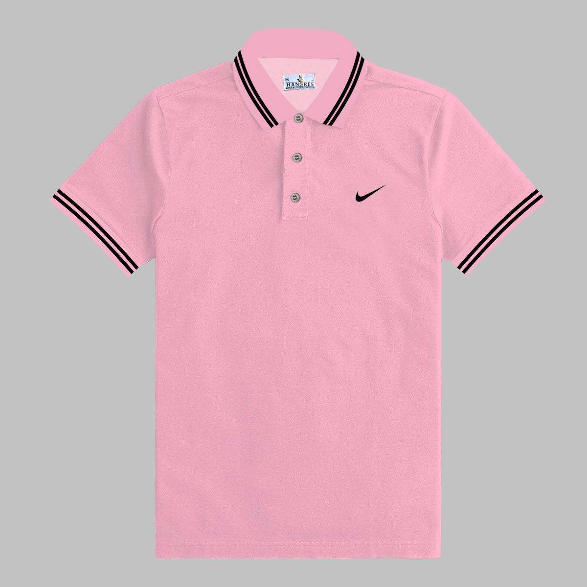 Branded Mens Solid Polo Shirt | Baby Pink