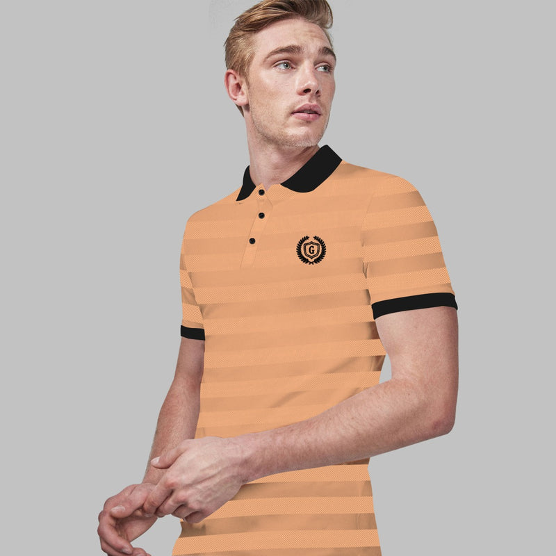 HG SIGNATURE EMB. CONTRAST COLLAR PEACH POLO