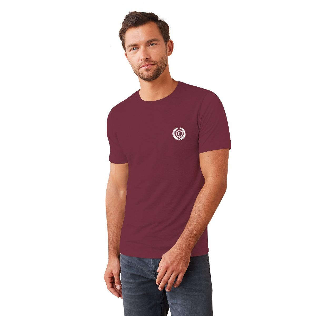 HG Signature Emb Round Neck Tee Shirt - Maroon