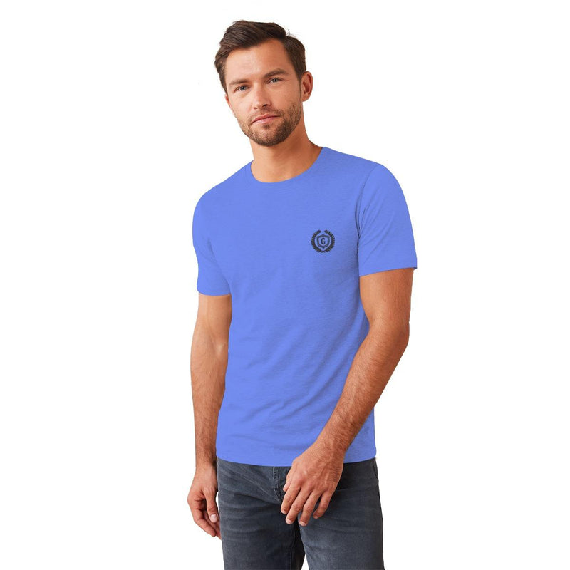 Men's Signature Emb. Round Neck Tee Shirt - Lotus Blue
