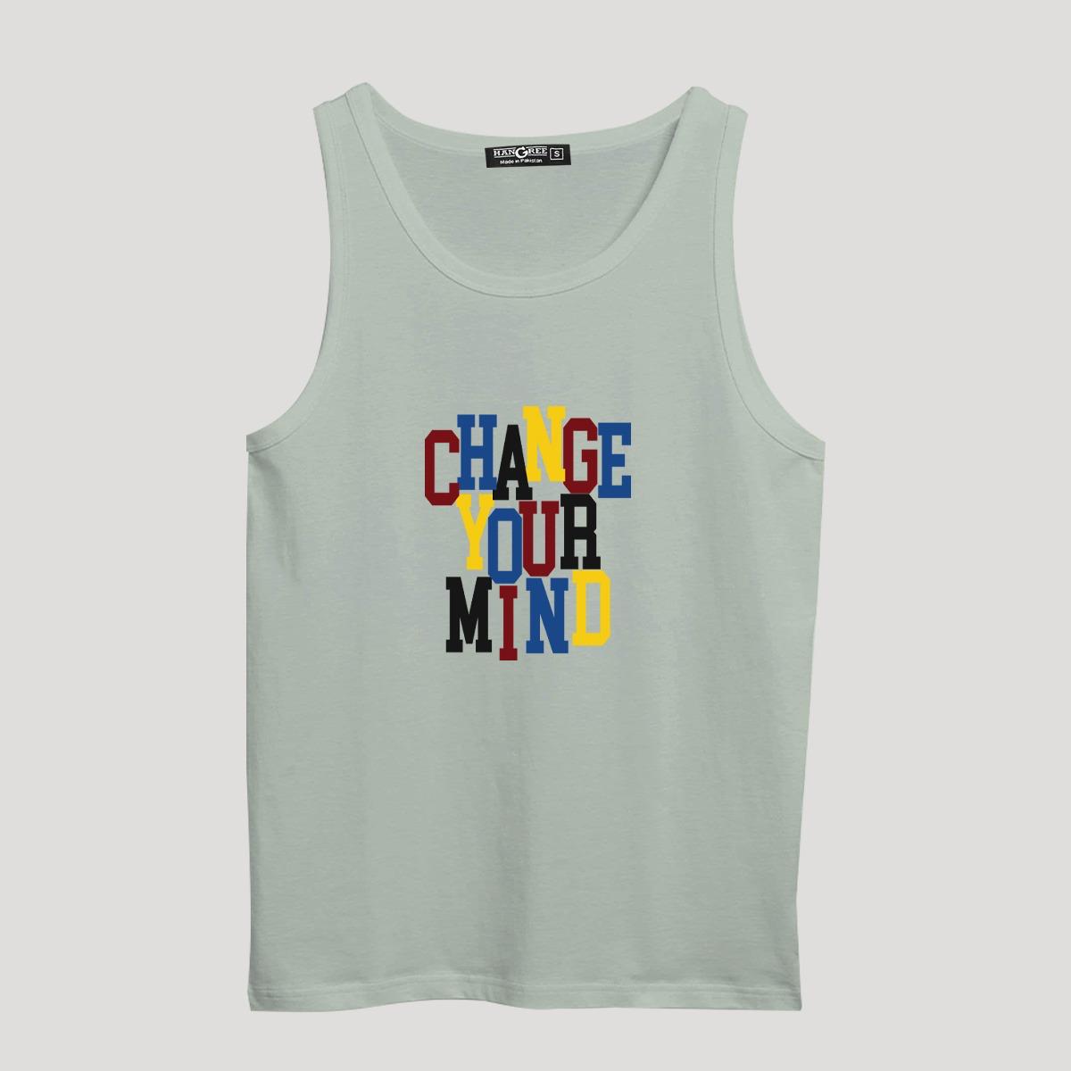 HG "CHANGE YOUR MIND" Printed Cotton Vest For Men's - Aqua Spring