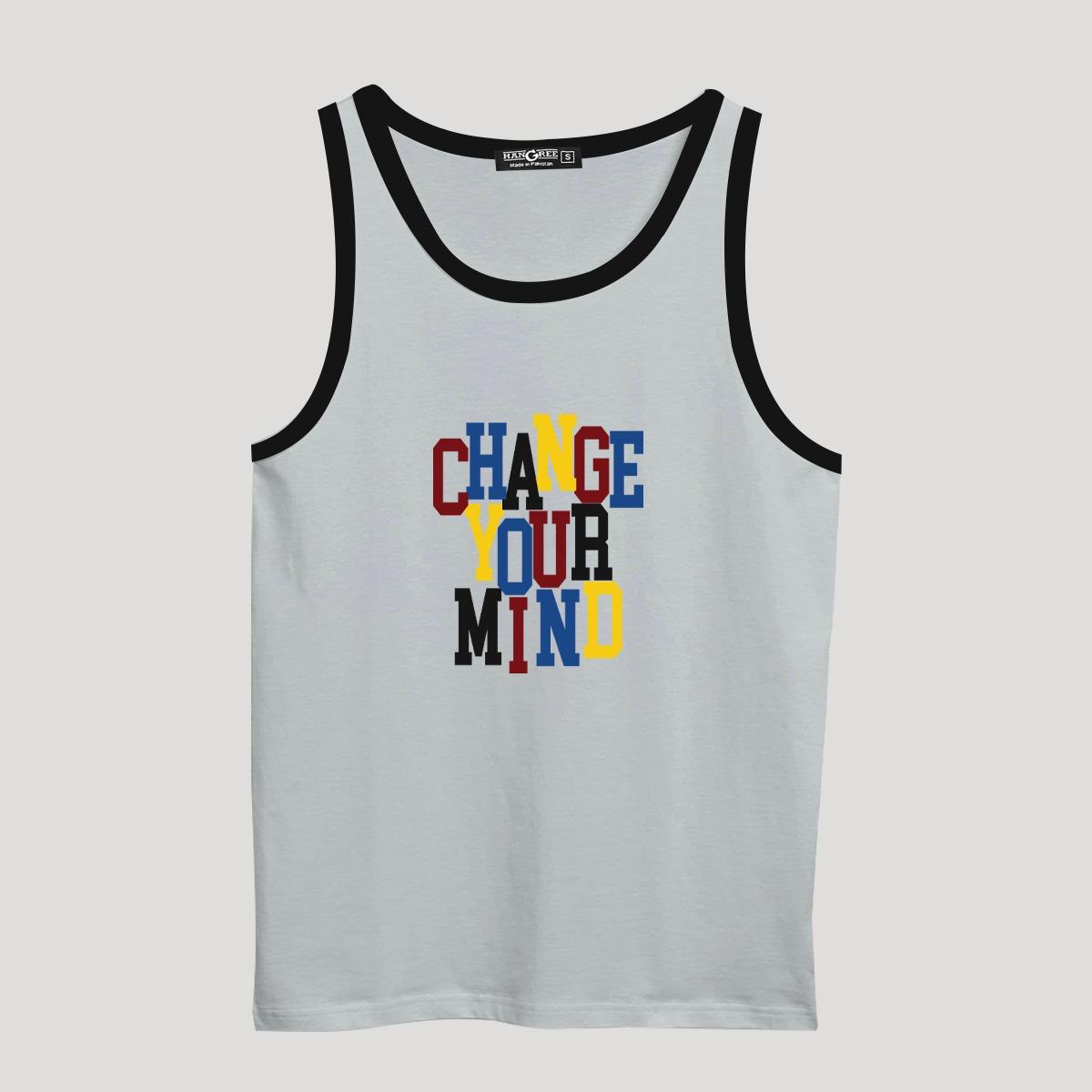 HG "CHANGE YOUR MIND" Printed Cotton Vest For Men's - Iceberg