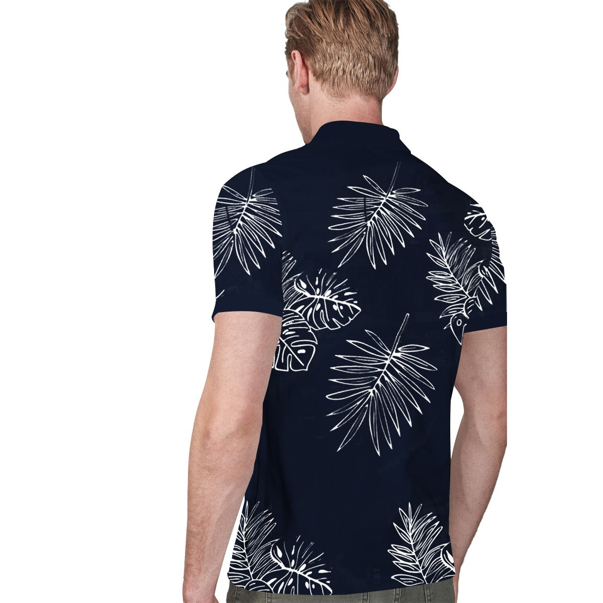 HG All Over Floral Printed Polo Shirt For Men's - Black Navy
