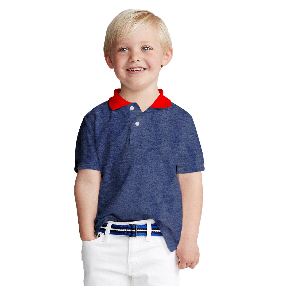 HG Boys Contrast Collar Polo Shirt - Bluish Gray