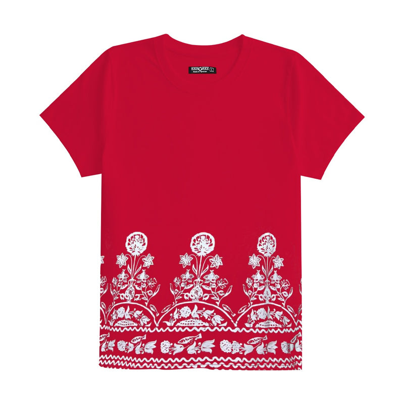 Women Floral Printed Tee Shirt - Red