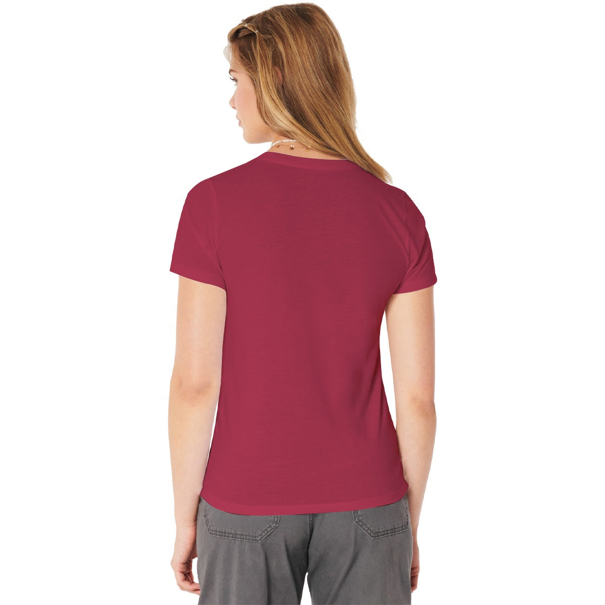 Women Floral Printed Tee Shirt - Burgundy