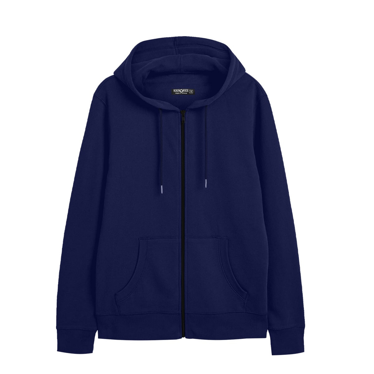 Men Plain Fleece Zip Up Hoodie - Navy