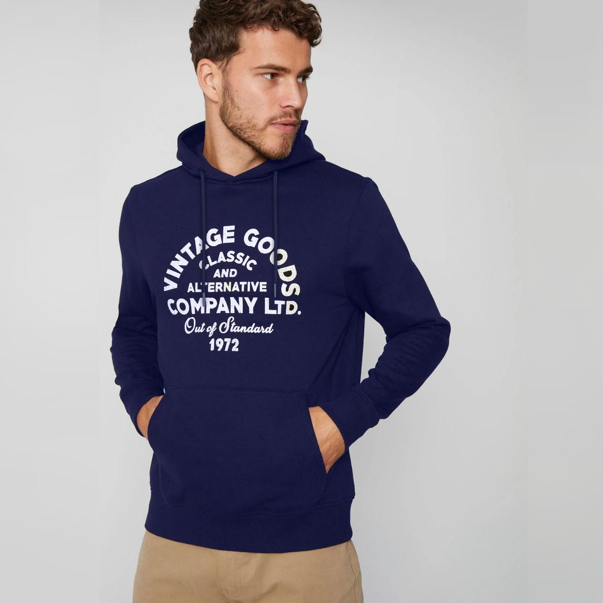 Vintage Goods Printed Pullover Hoodie - Navy