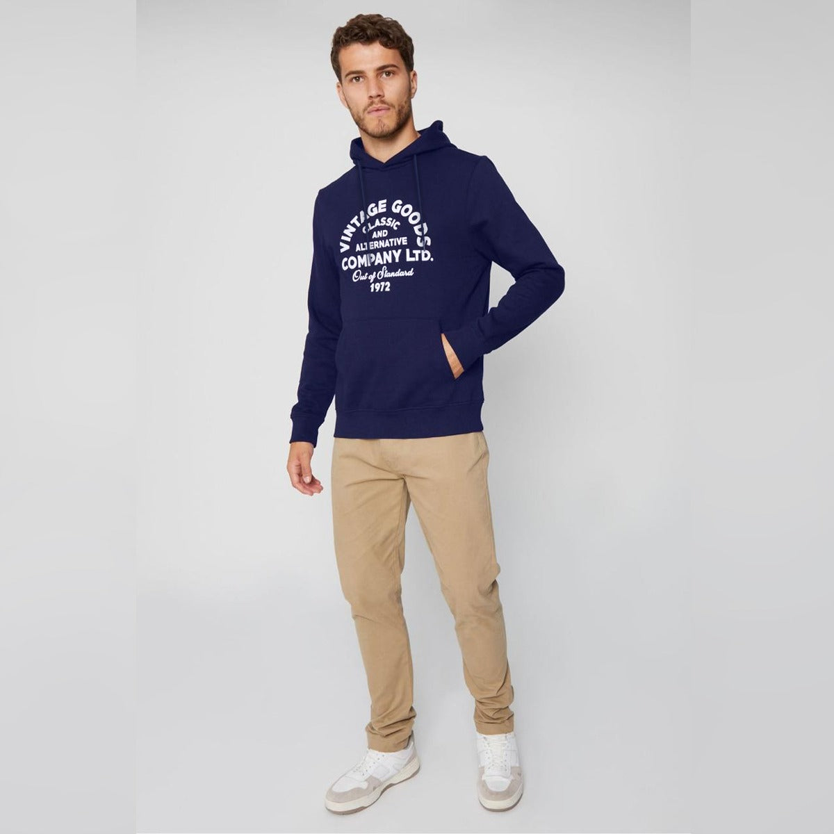 Vintage Goods Printed Pullover Hoodie - Navy