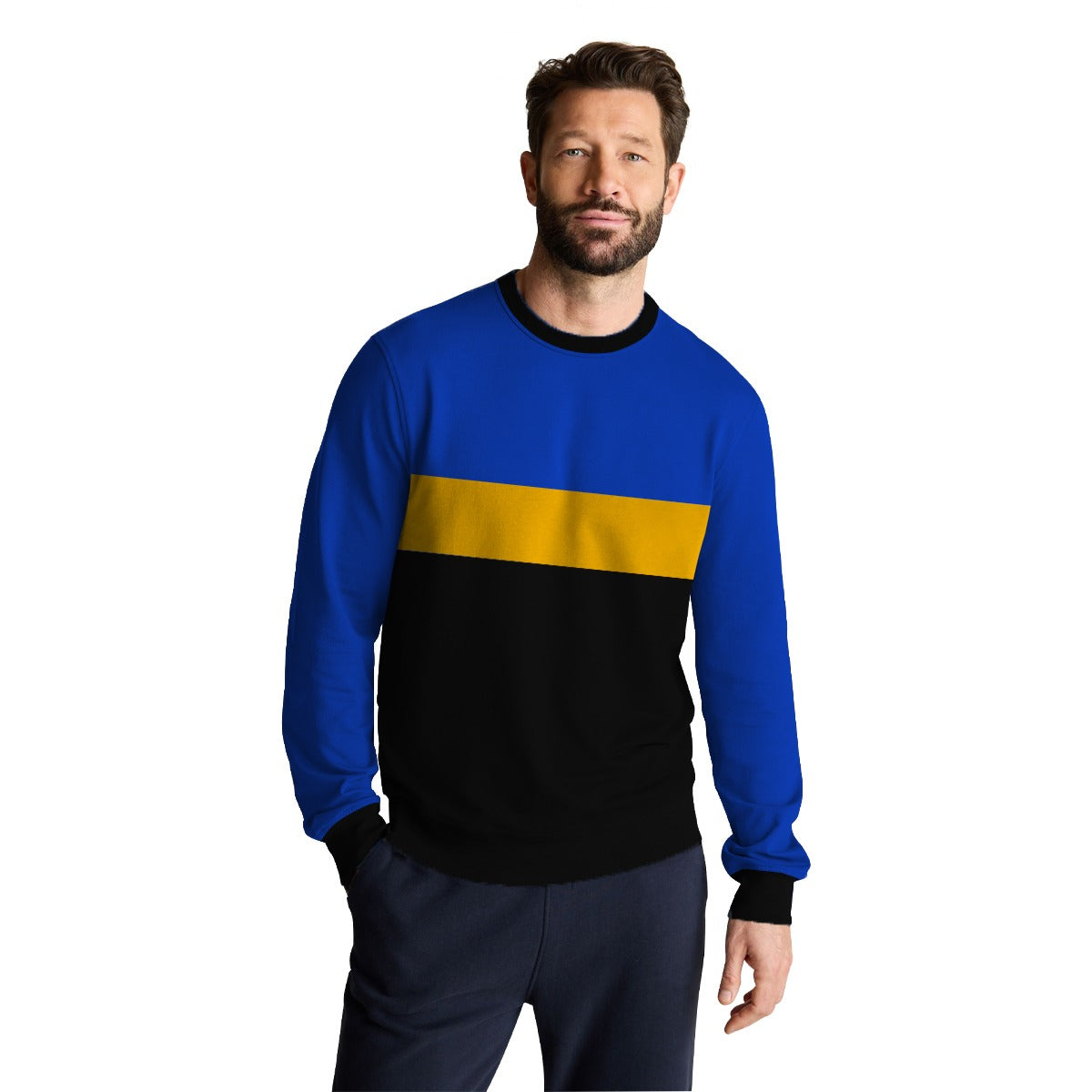 HG Three Panel Fashion Sweat Shirt - Royal Blue/Black