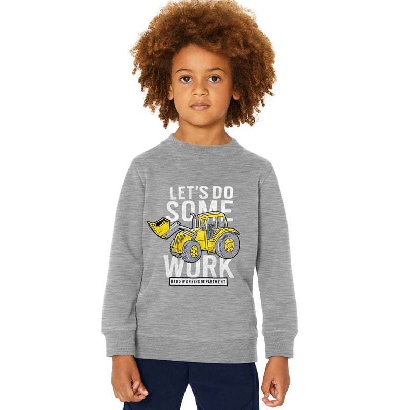 Boy's "Let's Do Some Work" Printed Sweat Shirt - Gray