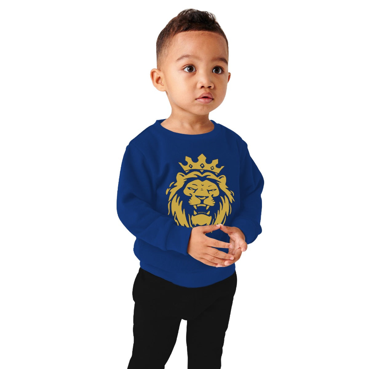 Exclusive "Gold Lion" Printed Sweat Shirt - Navy