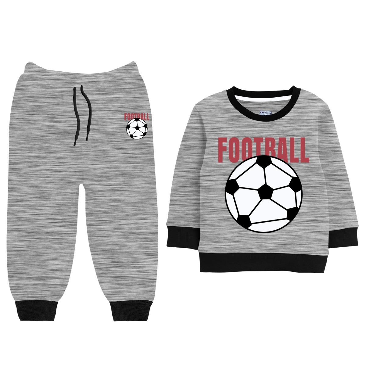 Textured Gray "Football" Printed Twin Set
