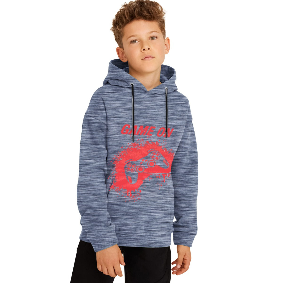 Unisex "Game On" Printed Hoodie - Textured Blue