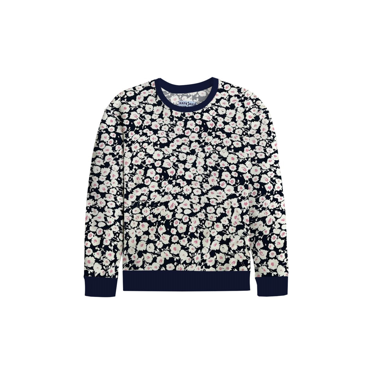 Girl's Allover Floral Printed Fleece Twin Set - Navy