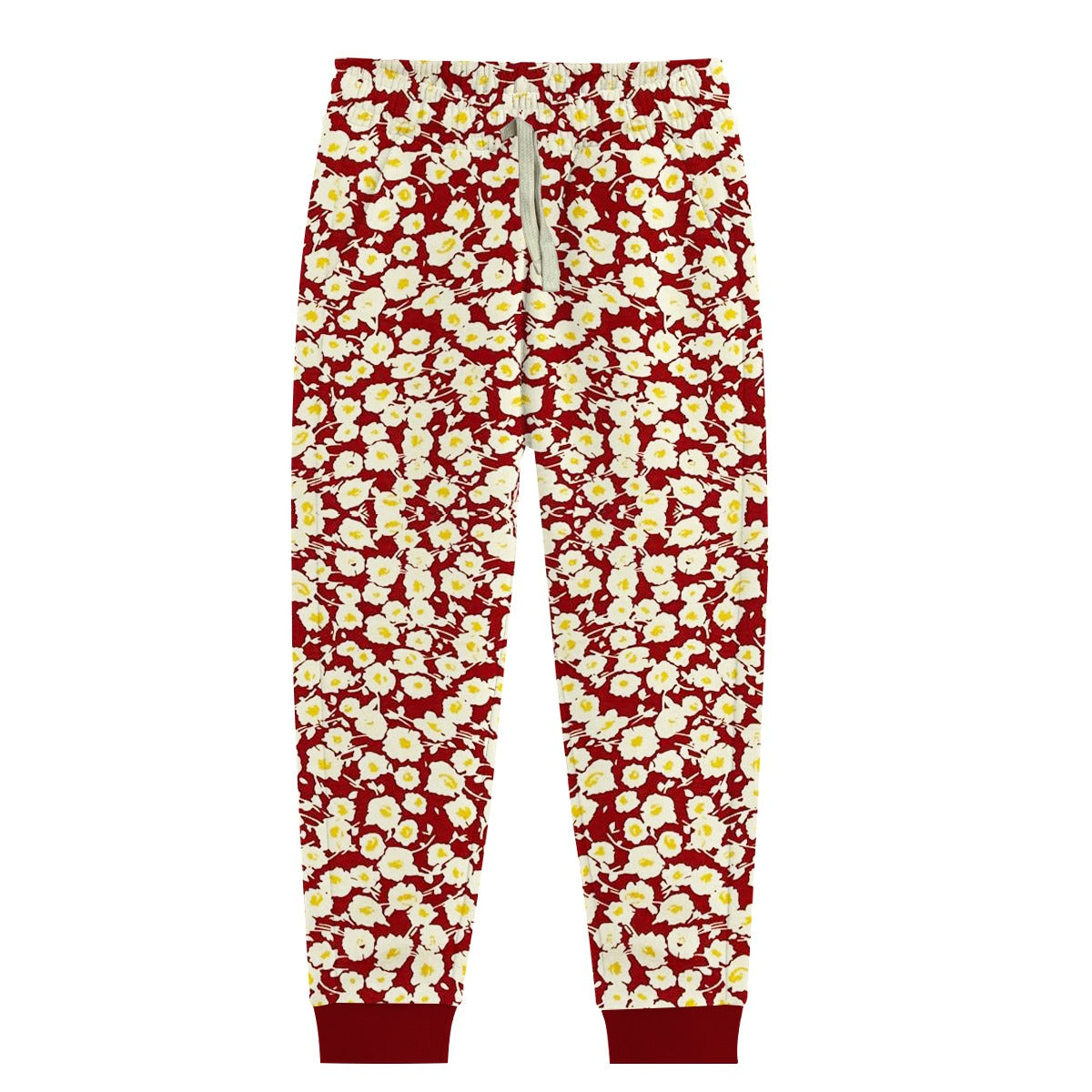 Girl's Allover Floral Printed Fleece Hoodie Twin Set - Red