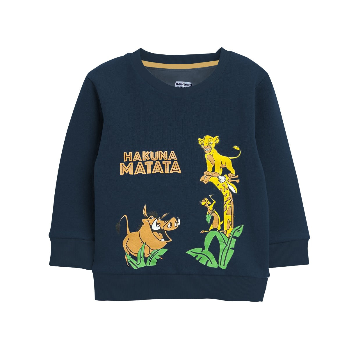 Attractive Printed Kids Unisex Sweat Shirt - Navy