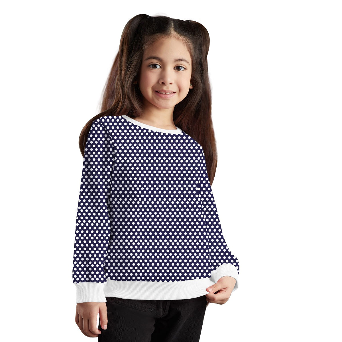 Girl's Polka dot Exclusive Sweat Shirt - Navy