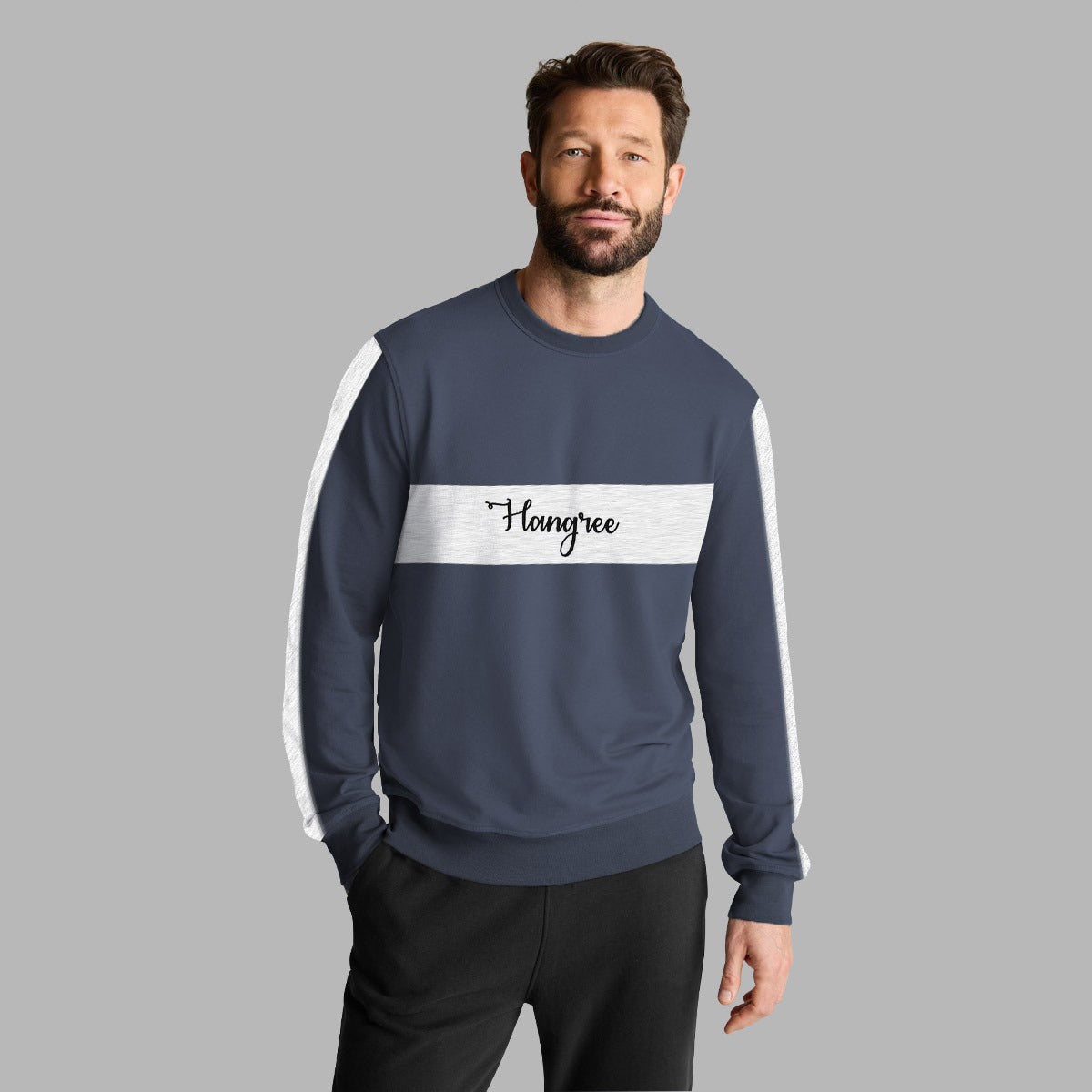 HG Signature Emb Panel Sweat Shirt - Gray