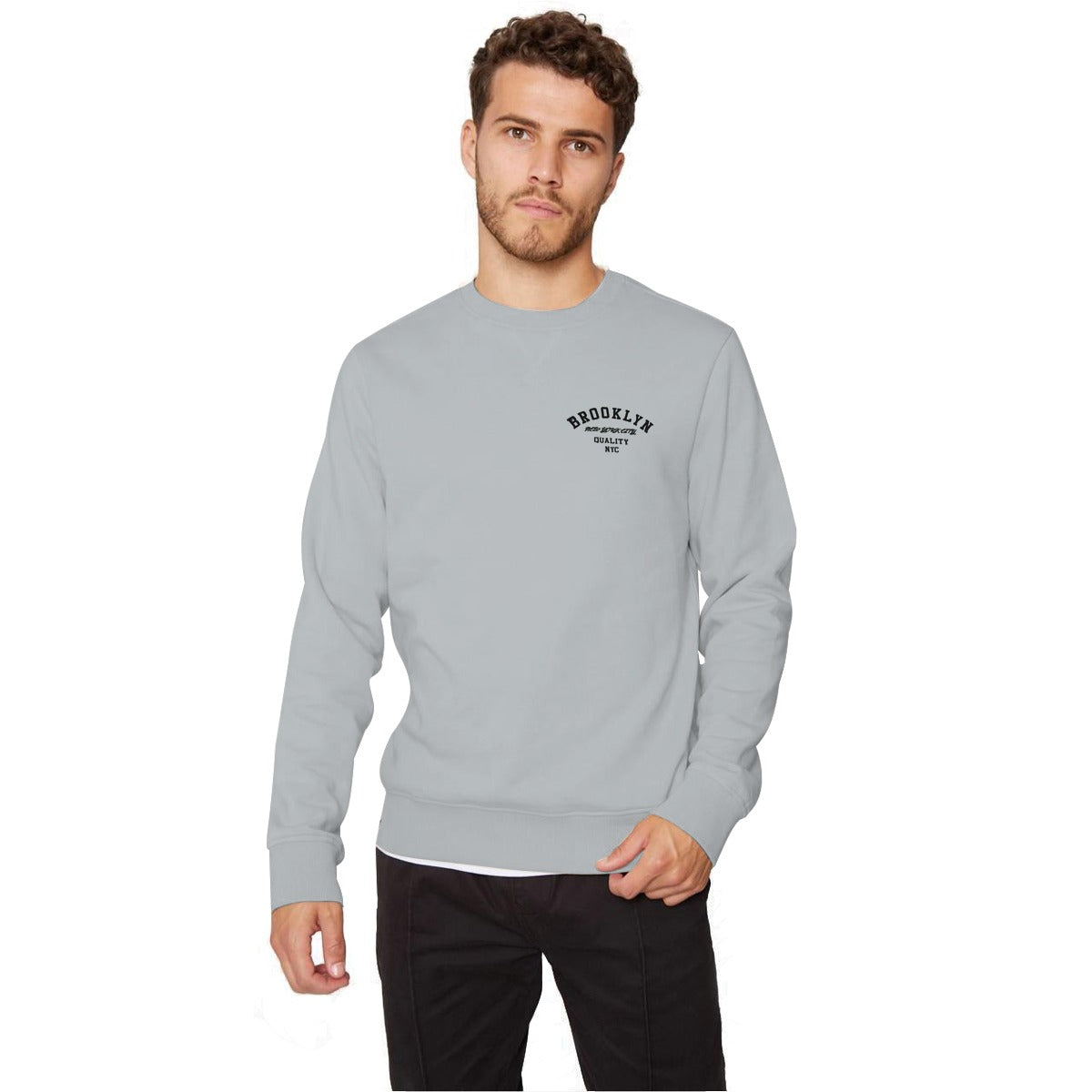 Sleek "Brooklyn" Printed Sweat Shirt - Ice Gray