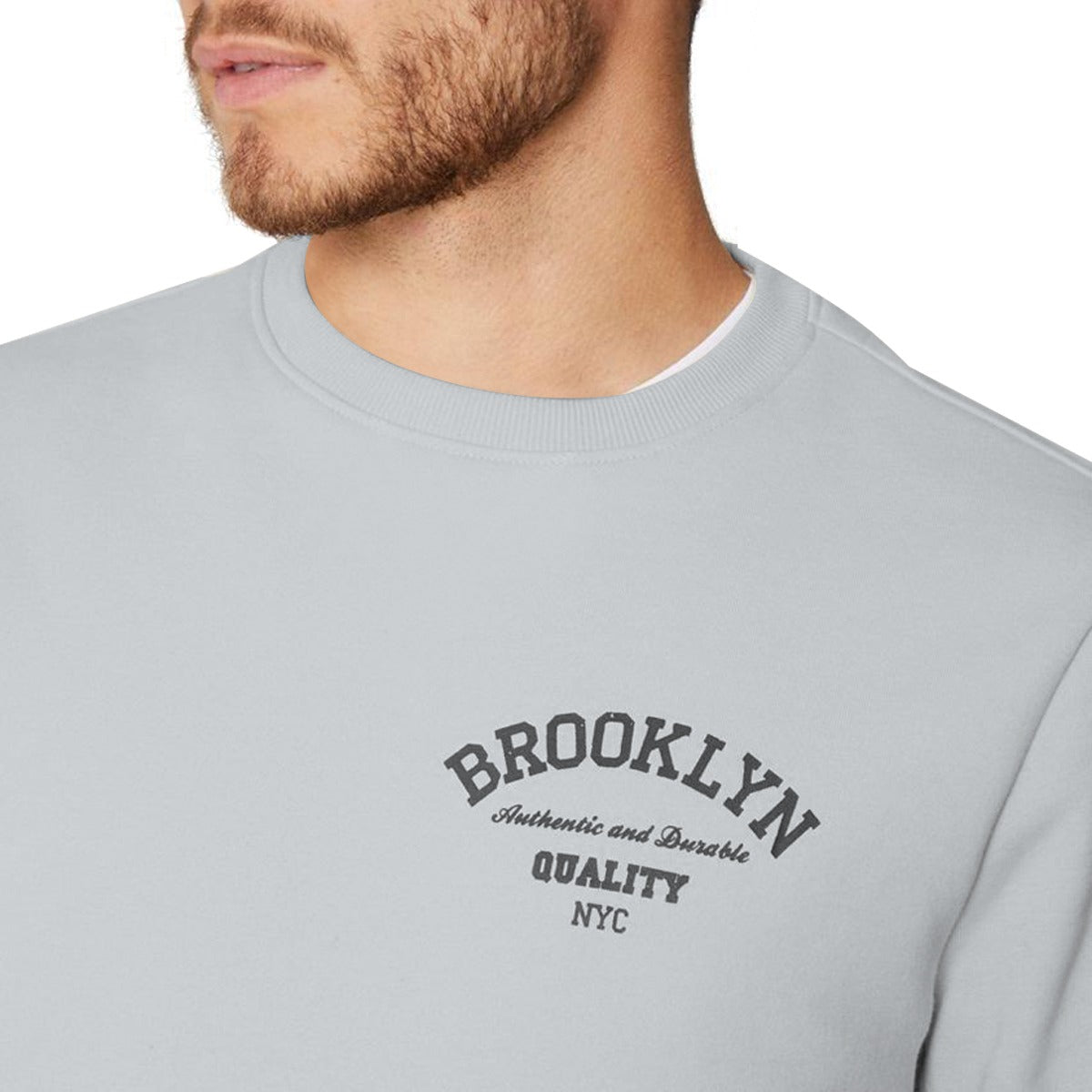 Sleek "Brooklyn" Printed Sweat Shirt - Ice Gray