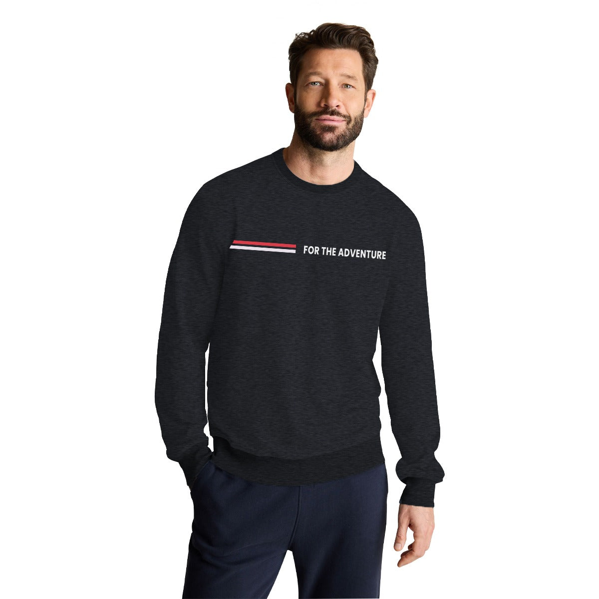 Men's "For The Adventure" Printed Sweat Shirt - Charcoal