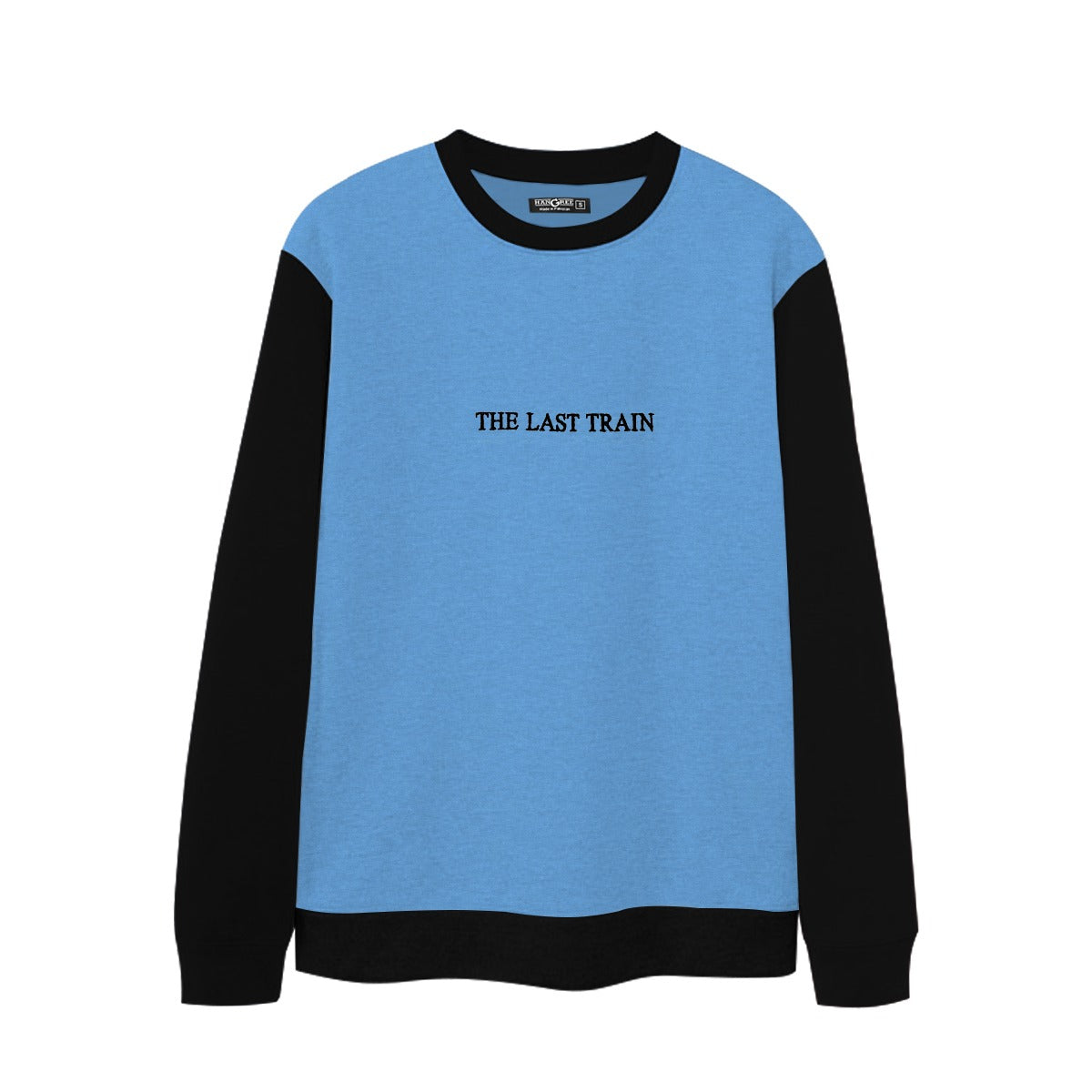 Contrast Sleeves Emb Fleece Sweat Shirt - Sky (Minor Fault)