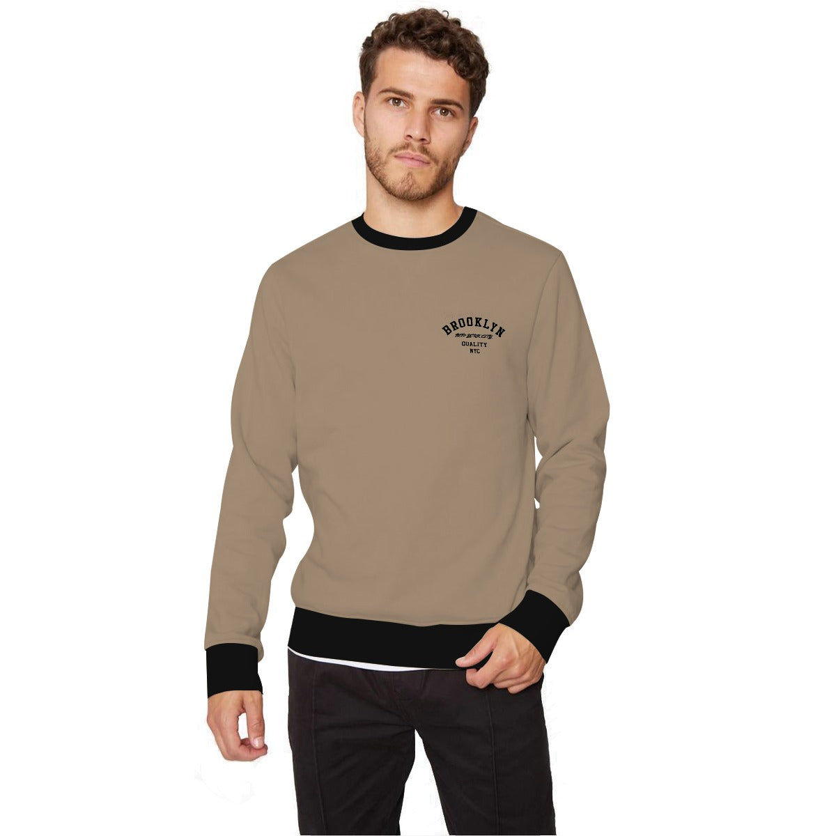 Sleek "Brooklyn" Printed Sweat Shirt Skin Brown