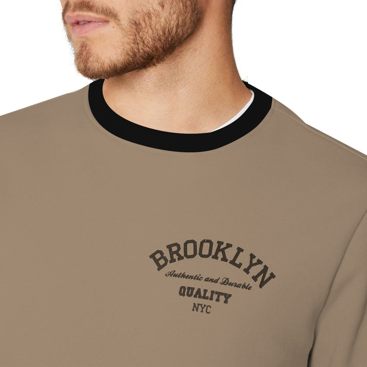 Sleek "Brooklyn" Printed Sweat Shirt - Skin Brown