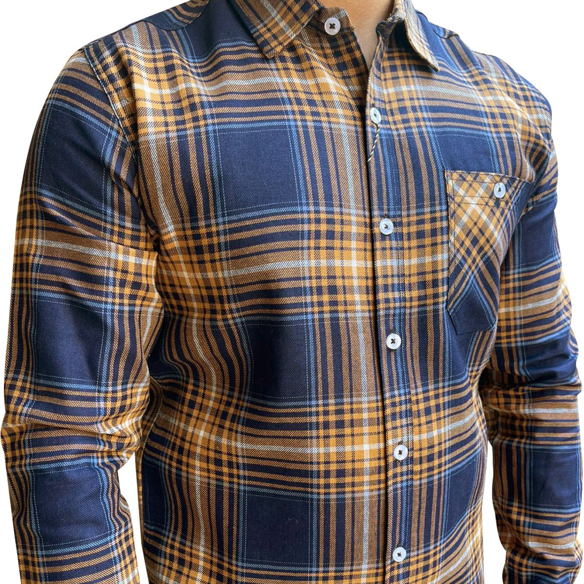 Men's Elegant Blue Check Casual Shirt