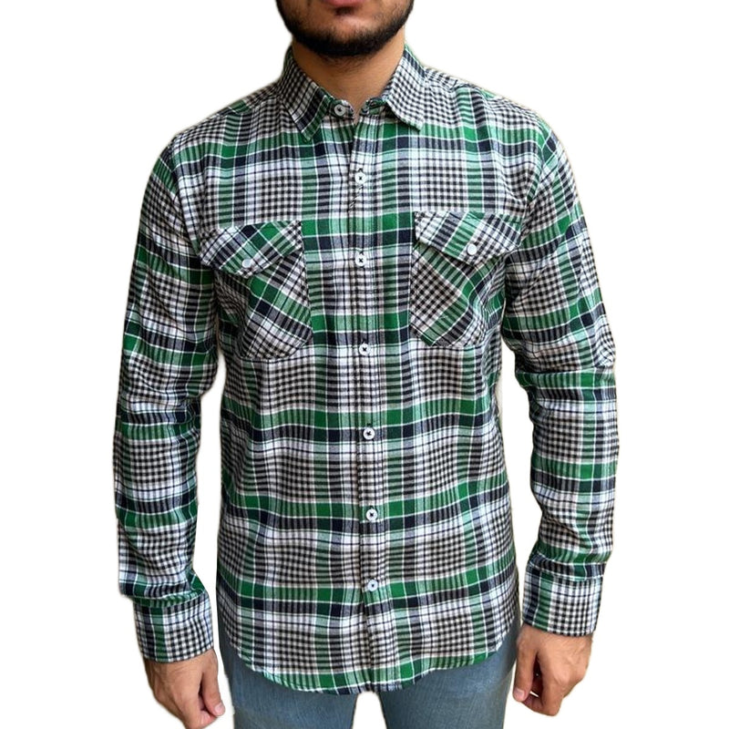 Men's Double Pocket Exclusive Check Casual Shirt