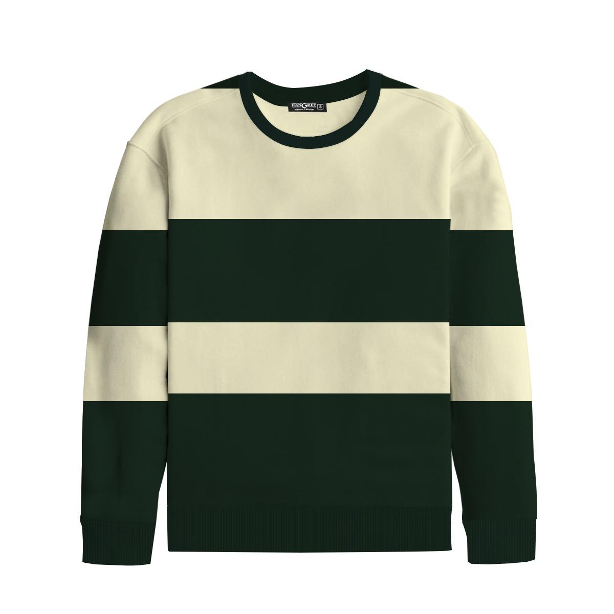 Yarn Dyed Stripped Terry Sweat Shirt - Dark Jungle Green (Minor Fault)