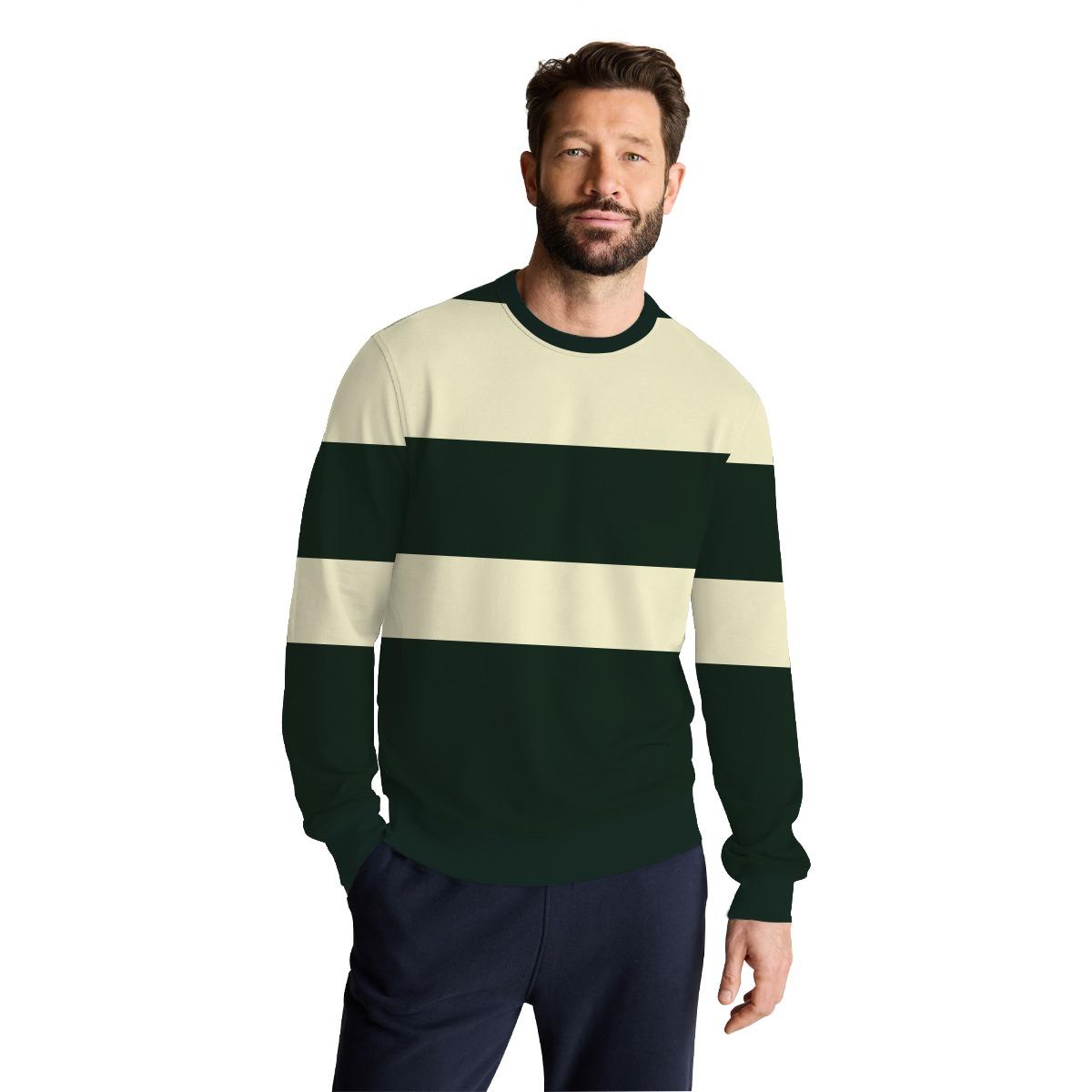 HG Signature Yarn Dyed Stripped Sweat Shirt - Dark Jungle Green