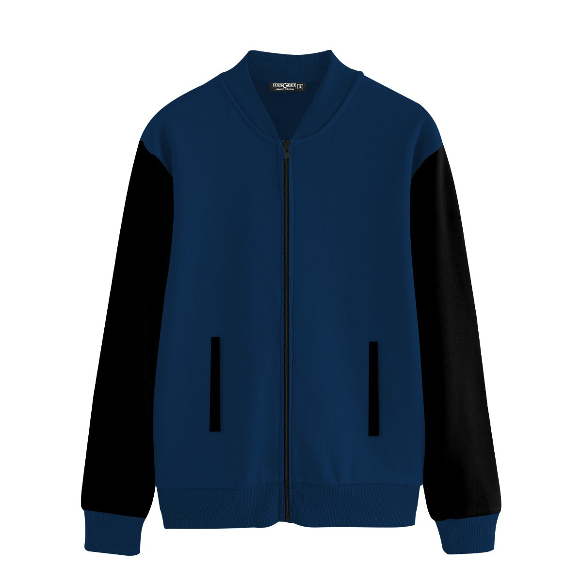 Elegant Contrast Sleeve Fleece Zipper Jacket - Zink