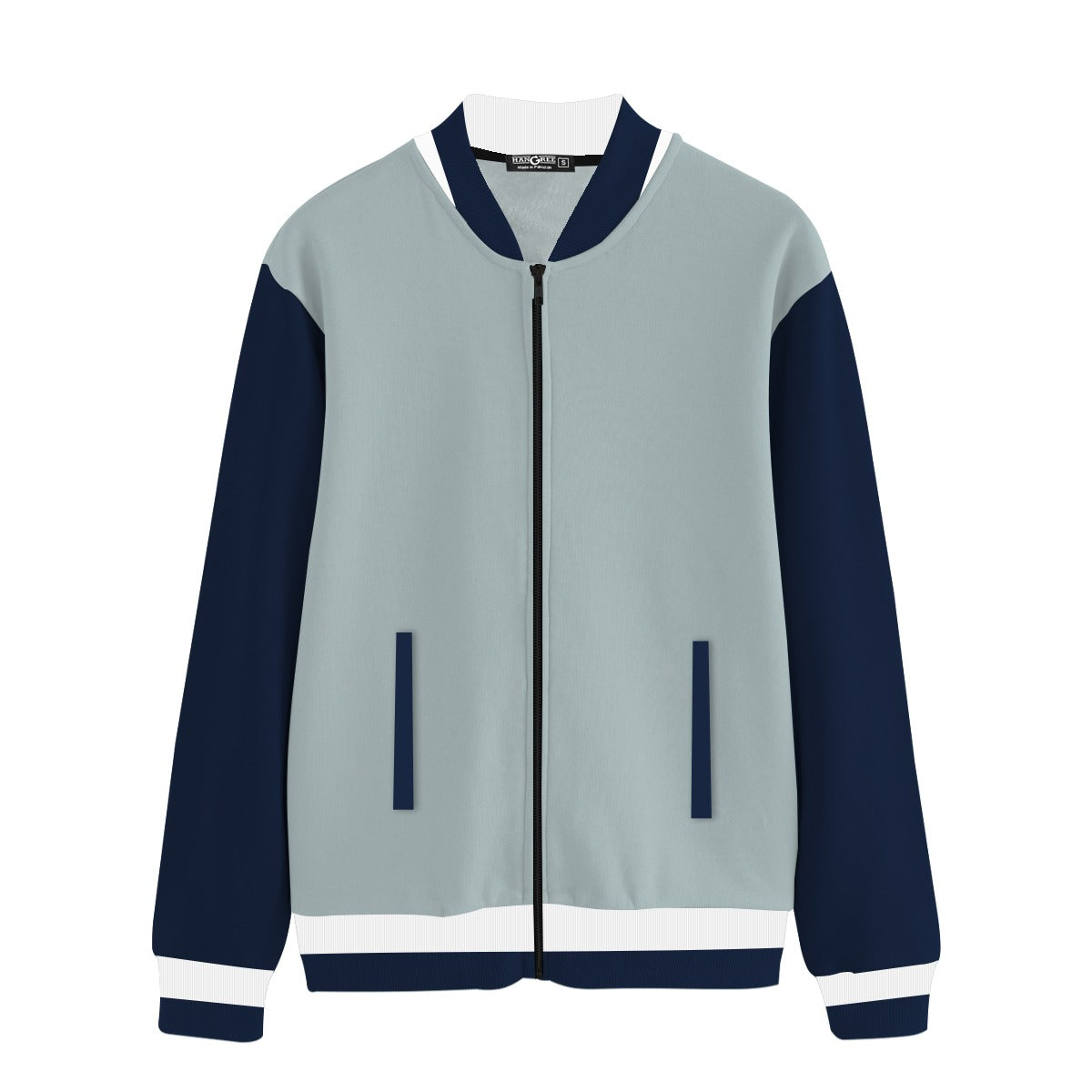 Elegant Contrast Sleeve Fleece Zipper Jacket - Ace Sky