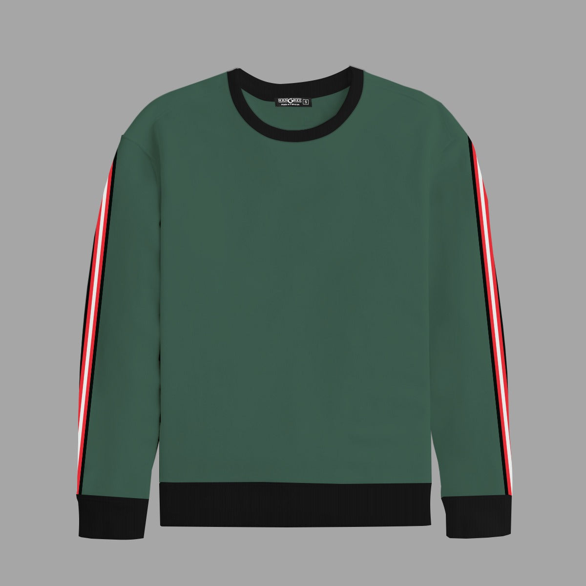 Super Solid Sleeves Fashion Fleece Sweat Shirt - Green