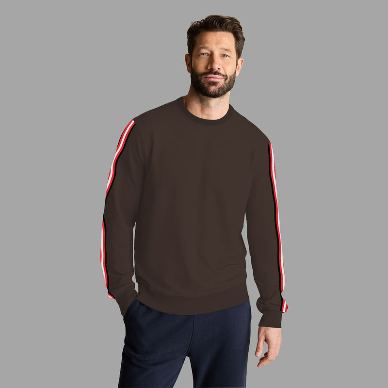 Super Solid Sleeves Fashion Fleece Sweat Shirt - Brown