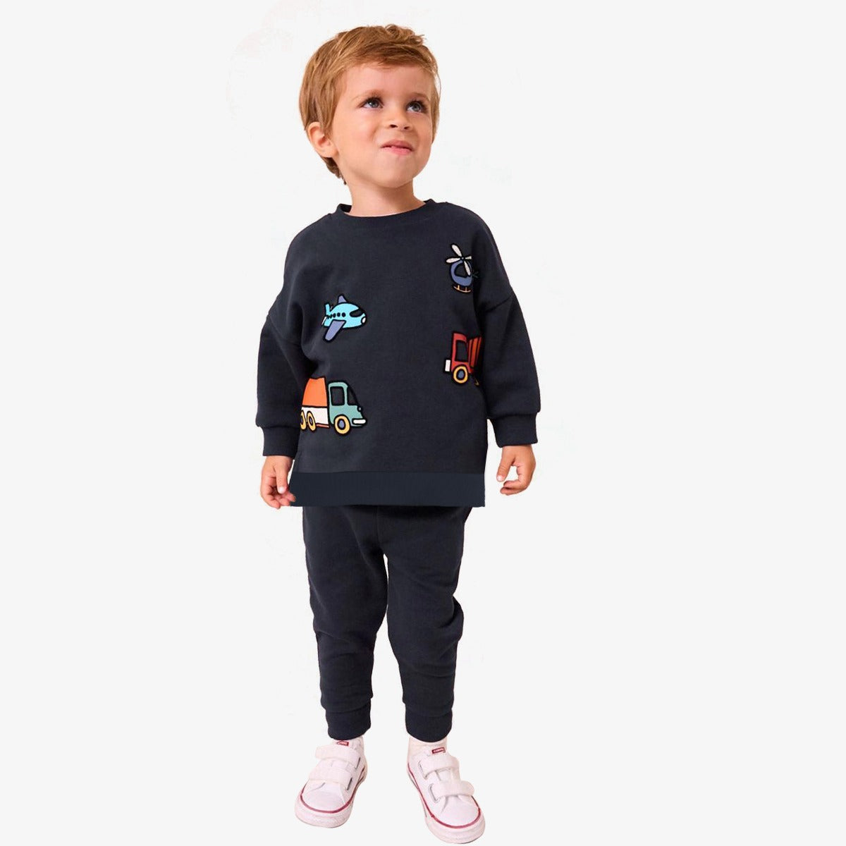 Unisex Graphic Printed Twin Set - Dark Navy