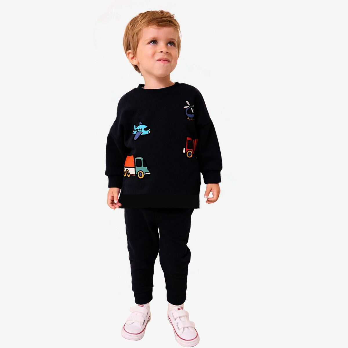 Unisex Graphic Printed Twin Set - Black