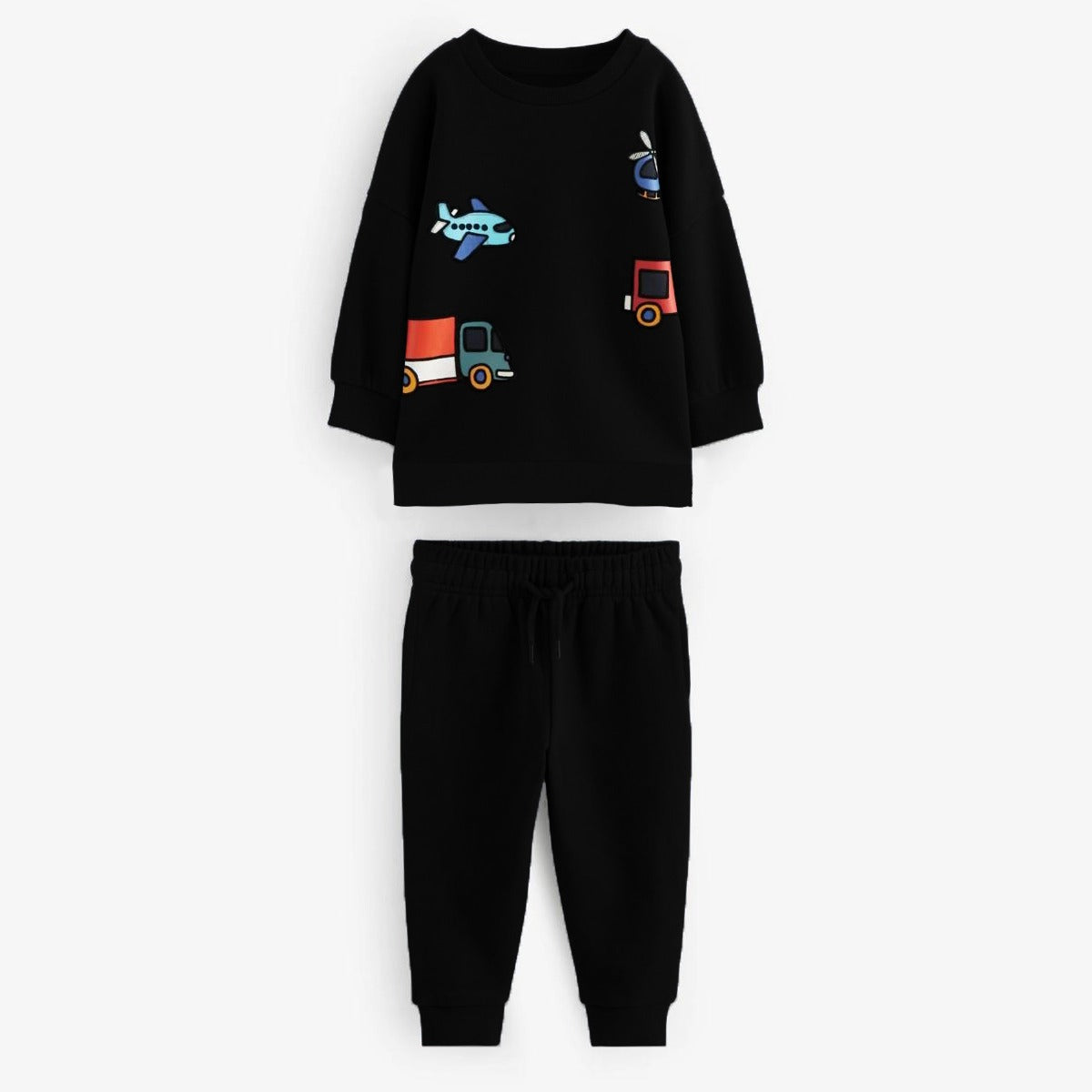 Unisex Graphic Printed Twin Set - Black