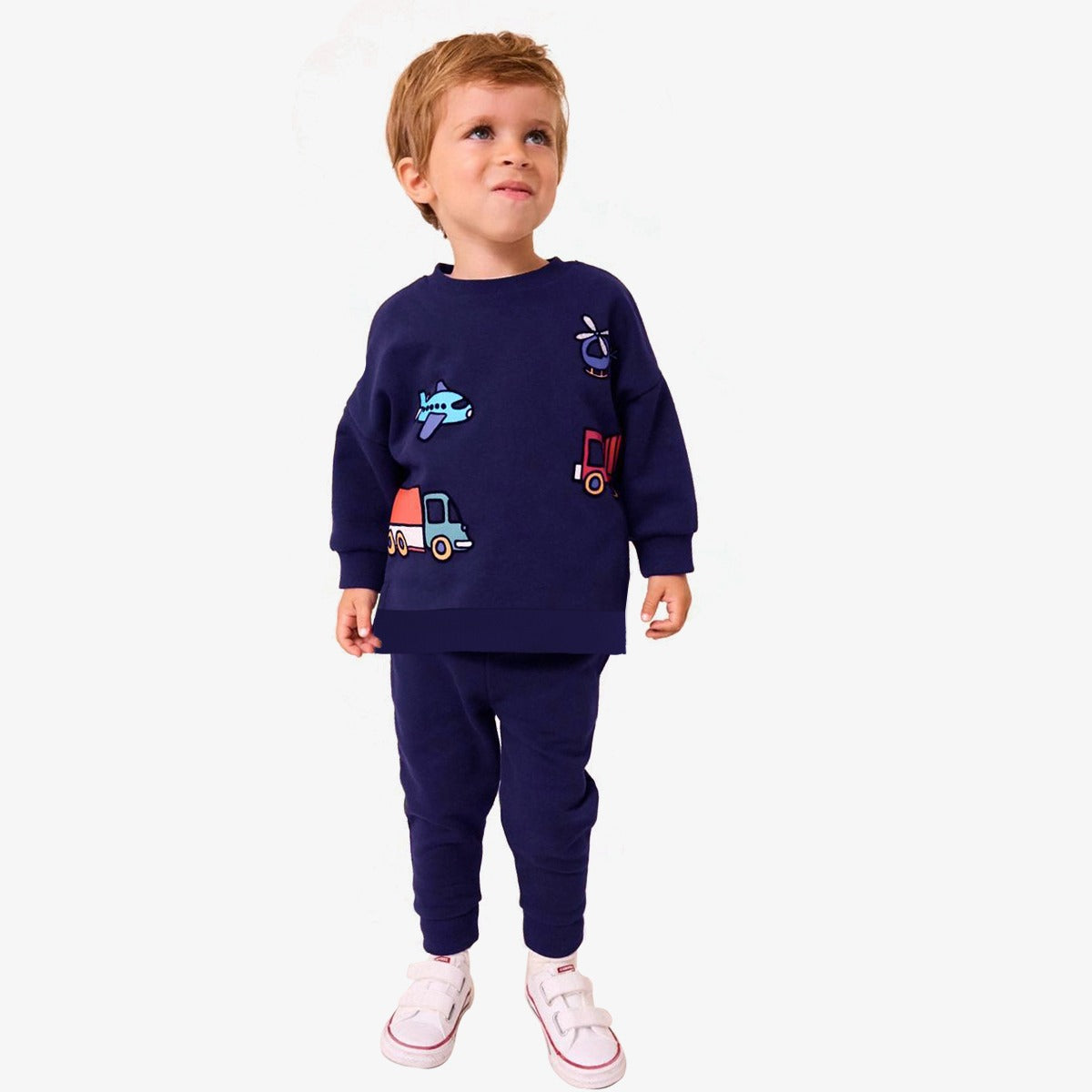Unisex Graphic Printed Twin Set - Dark Navy
