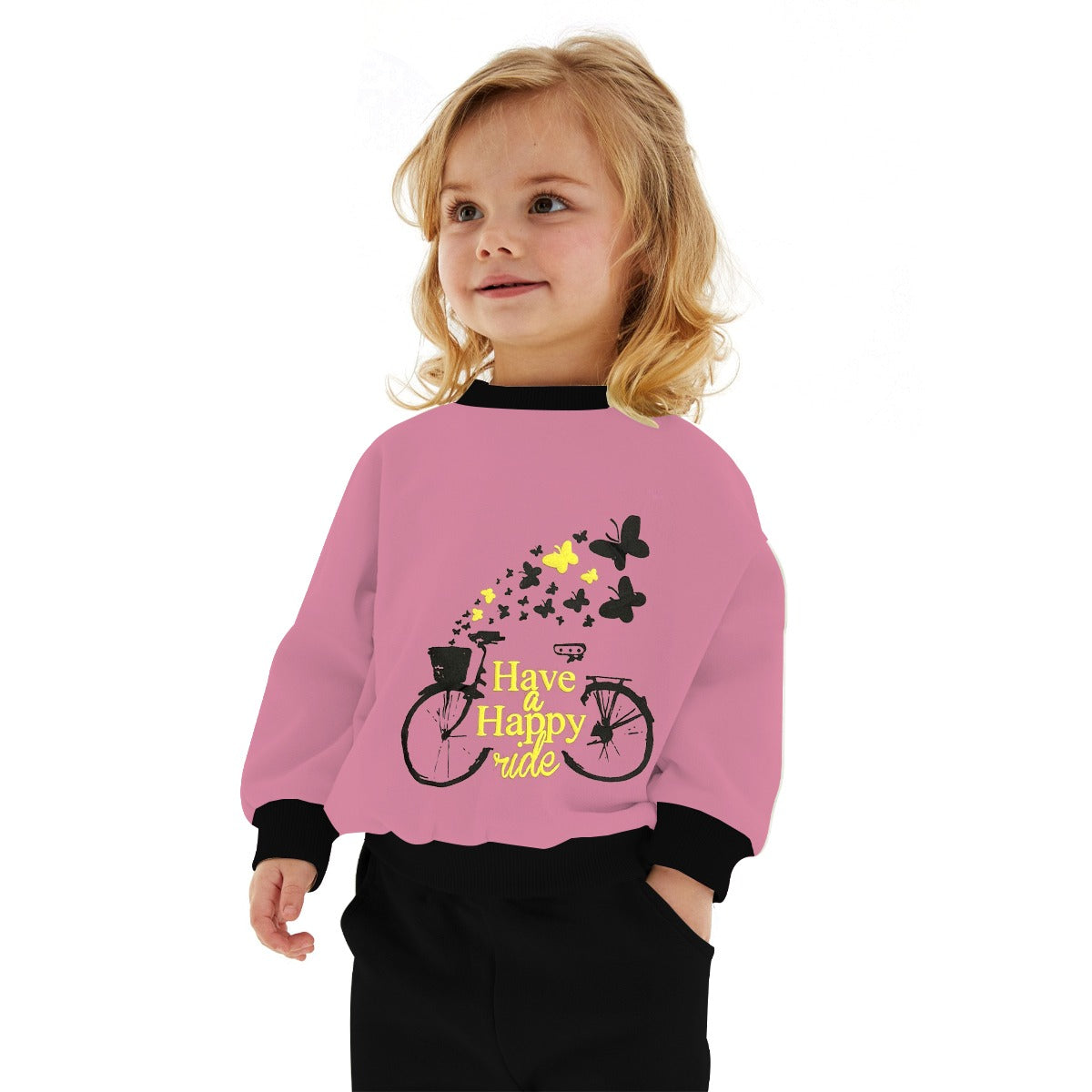 Girl's Graphic Printed Sweat Shirt - Tea Pink